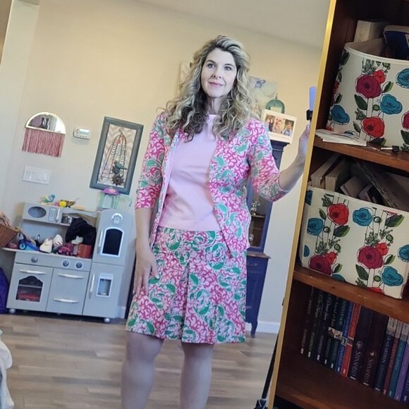 L.L. Bean Seacoast Skirt Prin Set Pink Crab Lobster Three Piece Size M/8 - Picture 7 of 16